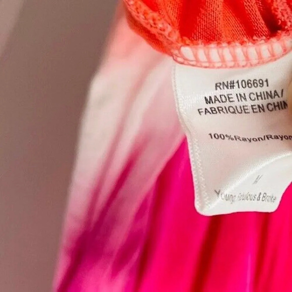 Young Fabulous Broke Tank Top Medium Ombré Racerback Ruched Draped Sheer Stretch - Picture 5 of 8